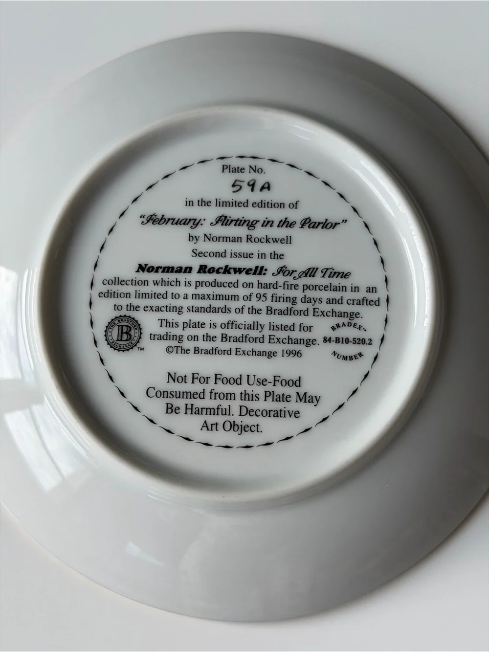 The Bradford Exchange Norman Rockwell “February: Flirting in the Parlor” Plate